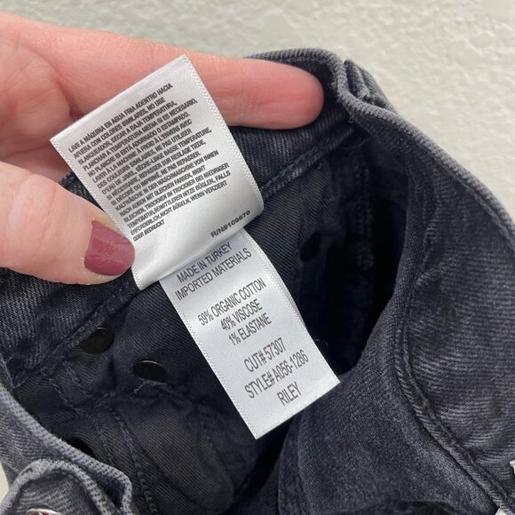 Agolde Riley Button Fly High Rise Straight Crop Black Denim Jeans Womens size 24 - Picture 6 of 8